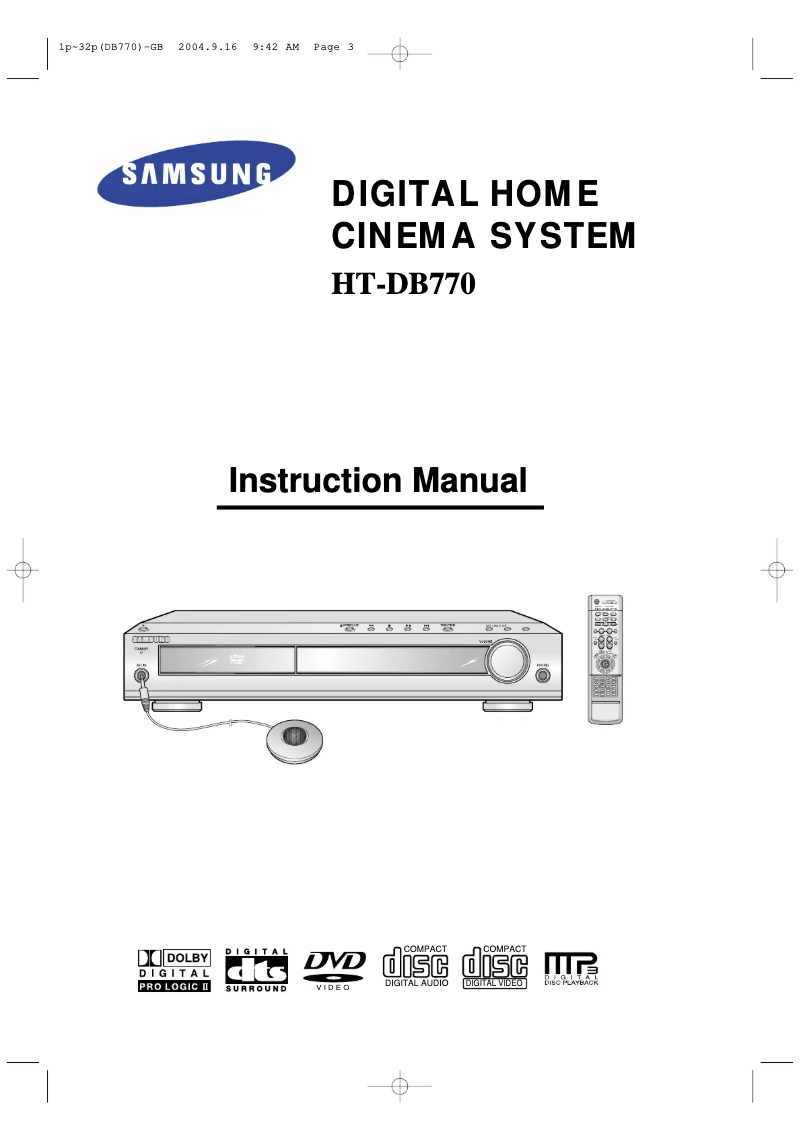 First page image of the manual for HT-DB770