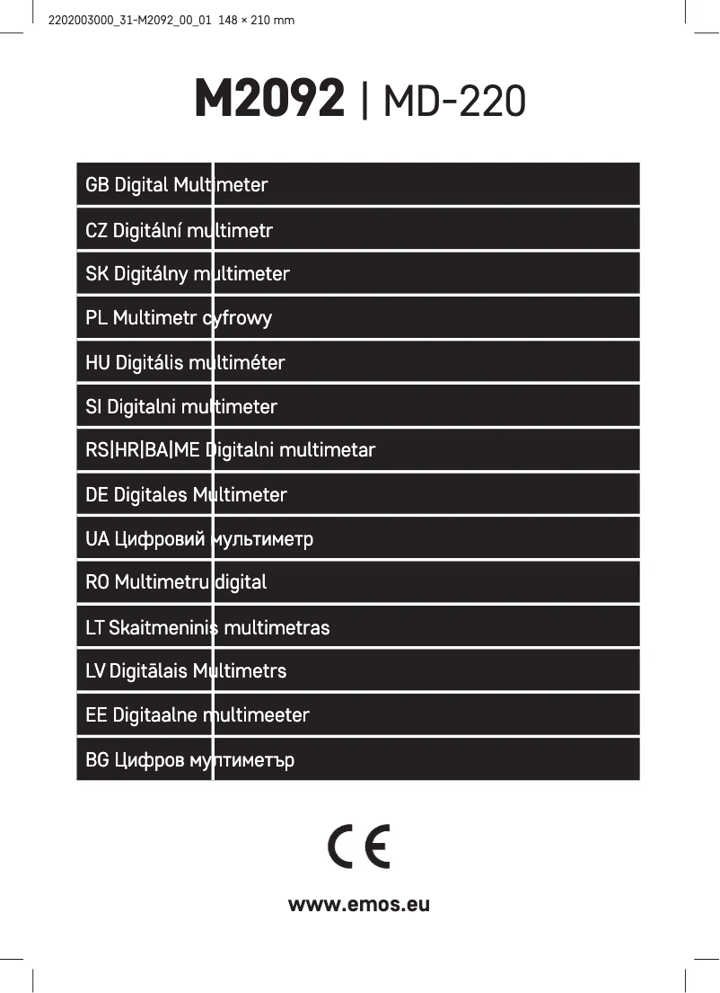 First page image of the manual for MD-220