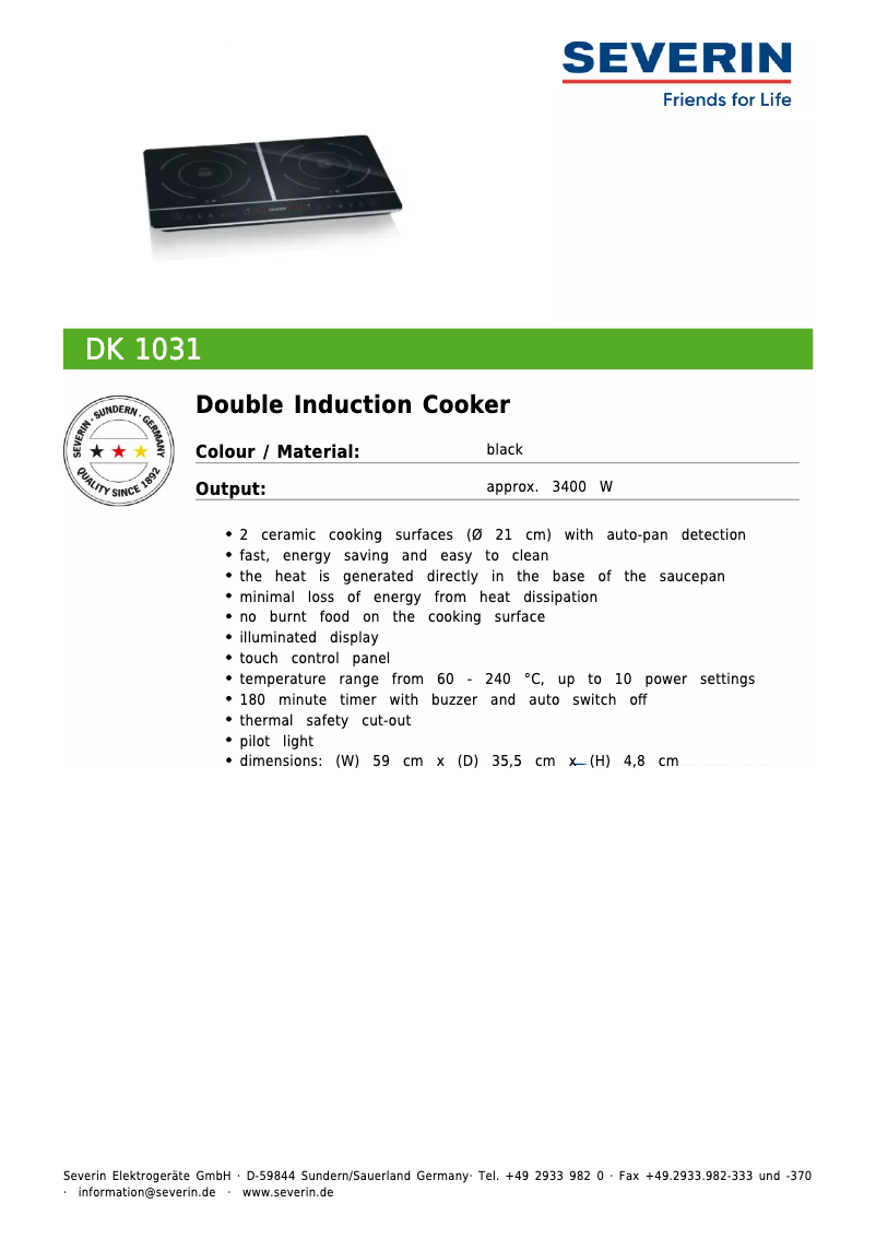 First page image of the manual for DK 1031