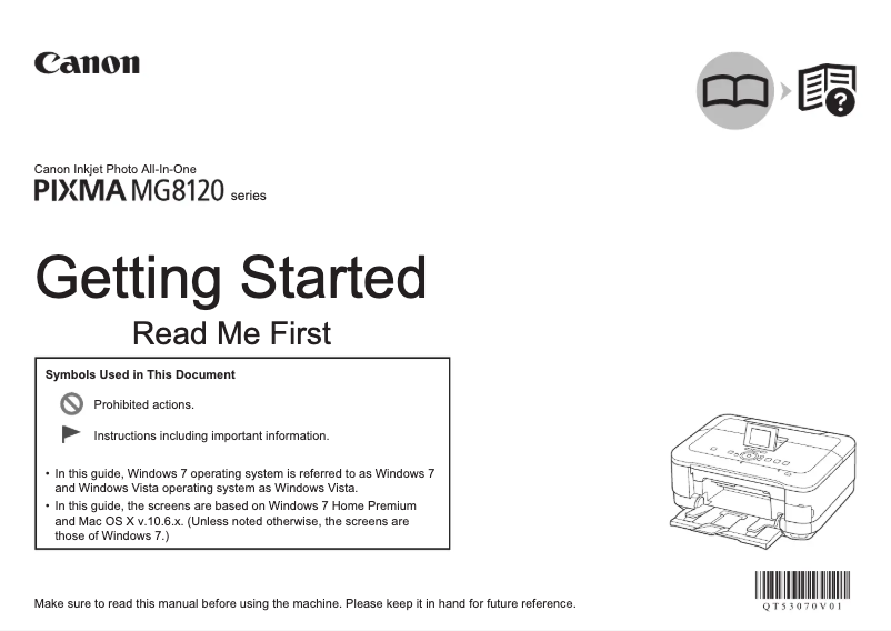 First page image of the manual for Pixma MG8120
