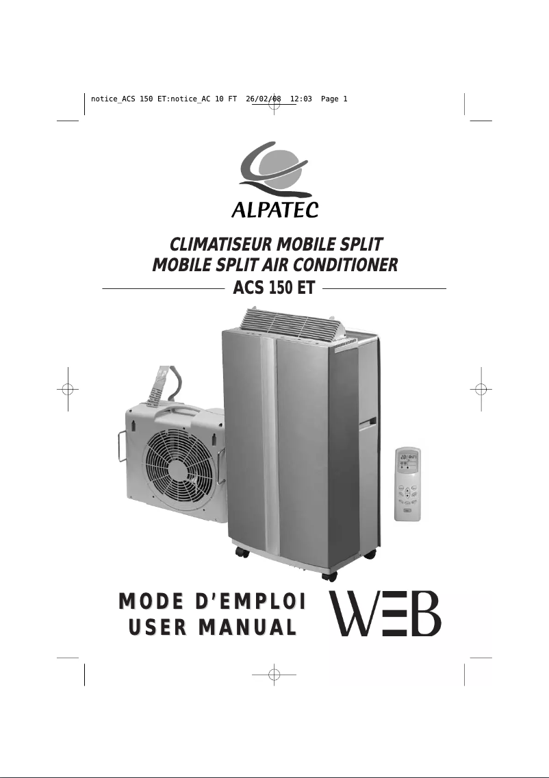 Image de la première page du manuel de l'appareil ACS 150 ET