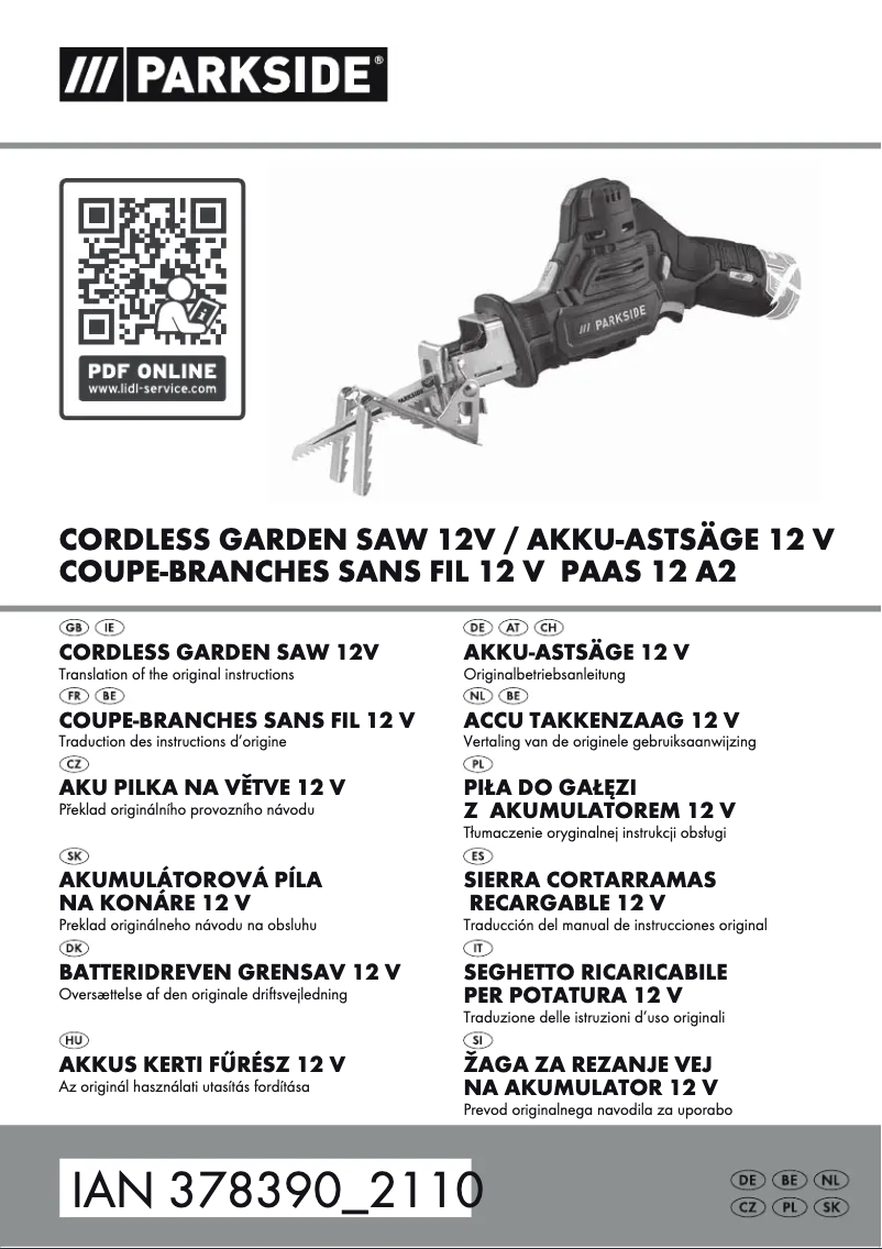 First page image of the manual for PAAS 12 A2