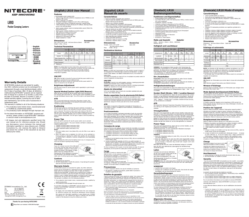 First page image of the manual for LR10 PANDA