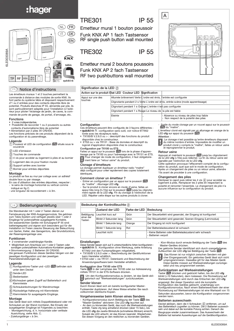 First page image of the manual for TRE301