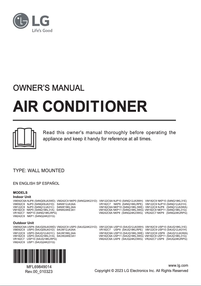 First page image of the manual for VR242C7