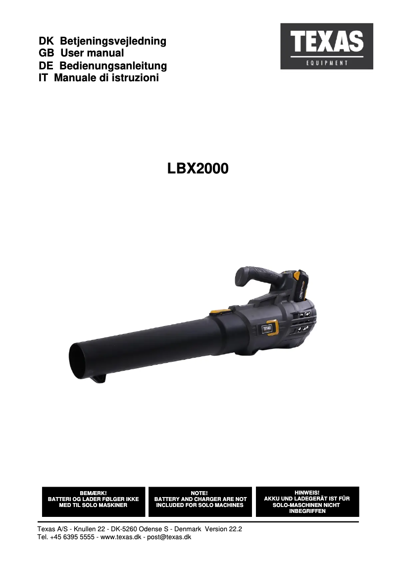 First page image of the manual for LBX2000