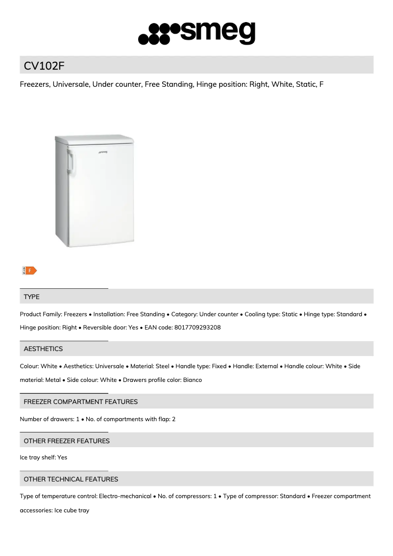Page 1 of the manual Brochure Smeg CV102F