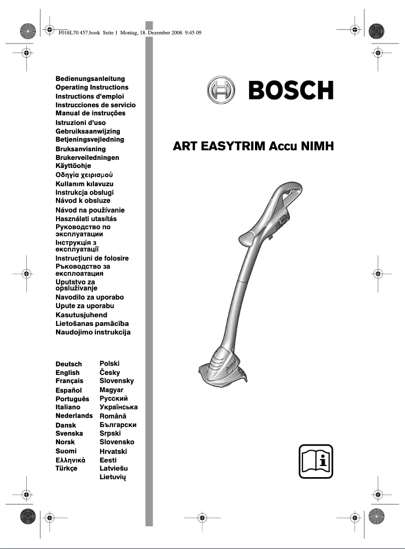 Page 1 of the manual User Manual Bosch ART 23 Easytrim Accu
