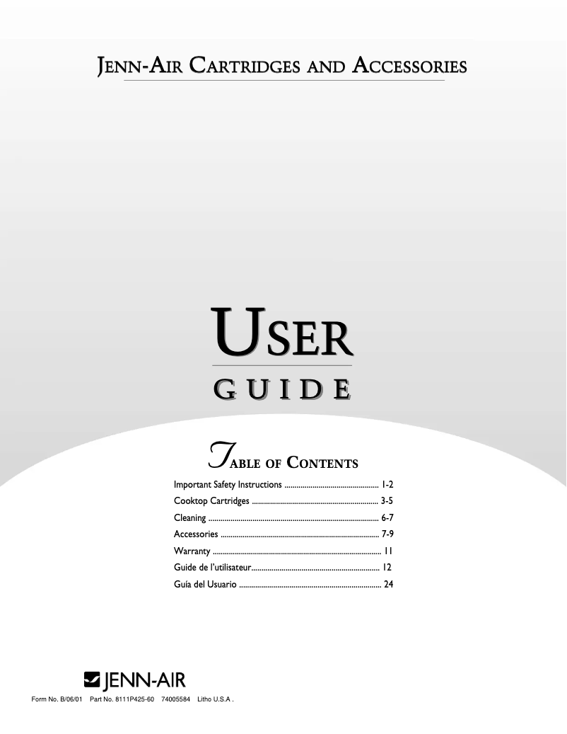 Page 1 of the manual User Manual JennAir A145A