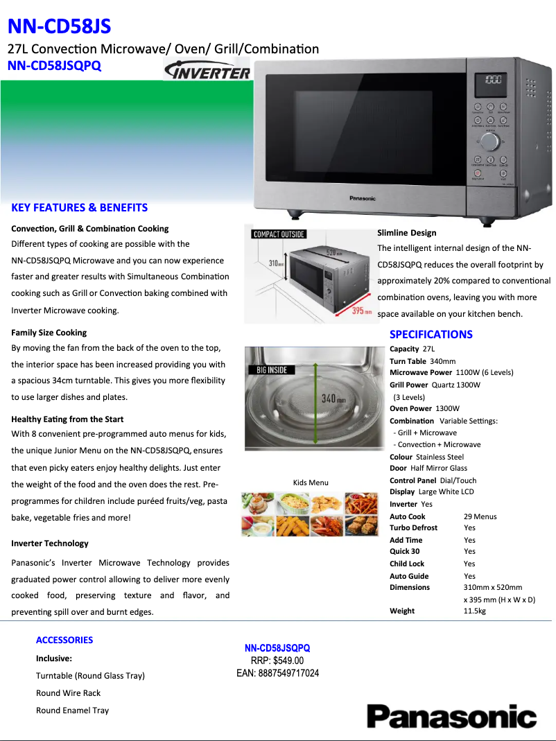 First page image of the manual for NN-CD58JS