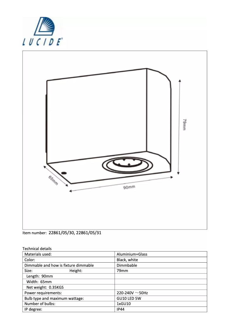 Page 1 of the manual User Manual Eglo Zora-LED