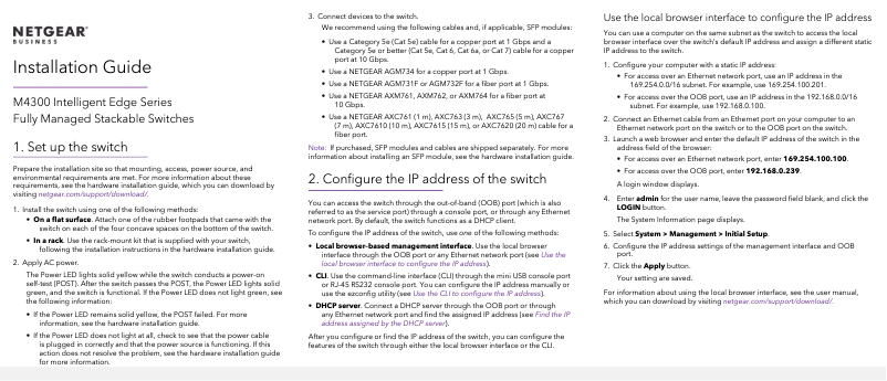 Page 1 of the manual Installation Guide Netgear M4300-8X8F