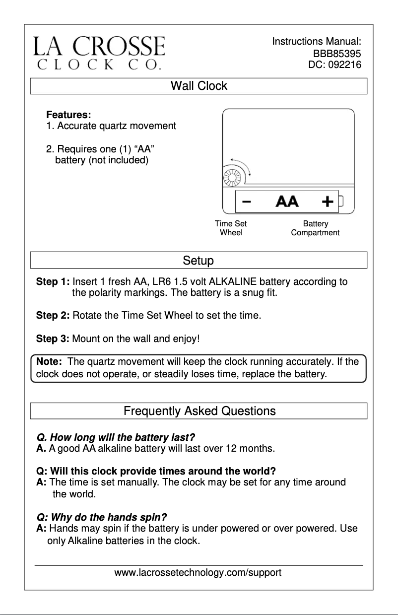 Page 1 of the manual User Manual La Crosse Technology BBB85395