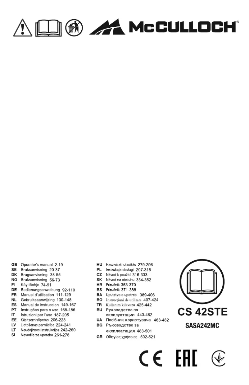 First page image of the manual for CS 42STE