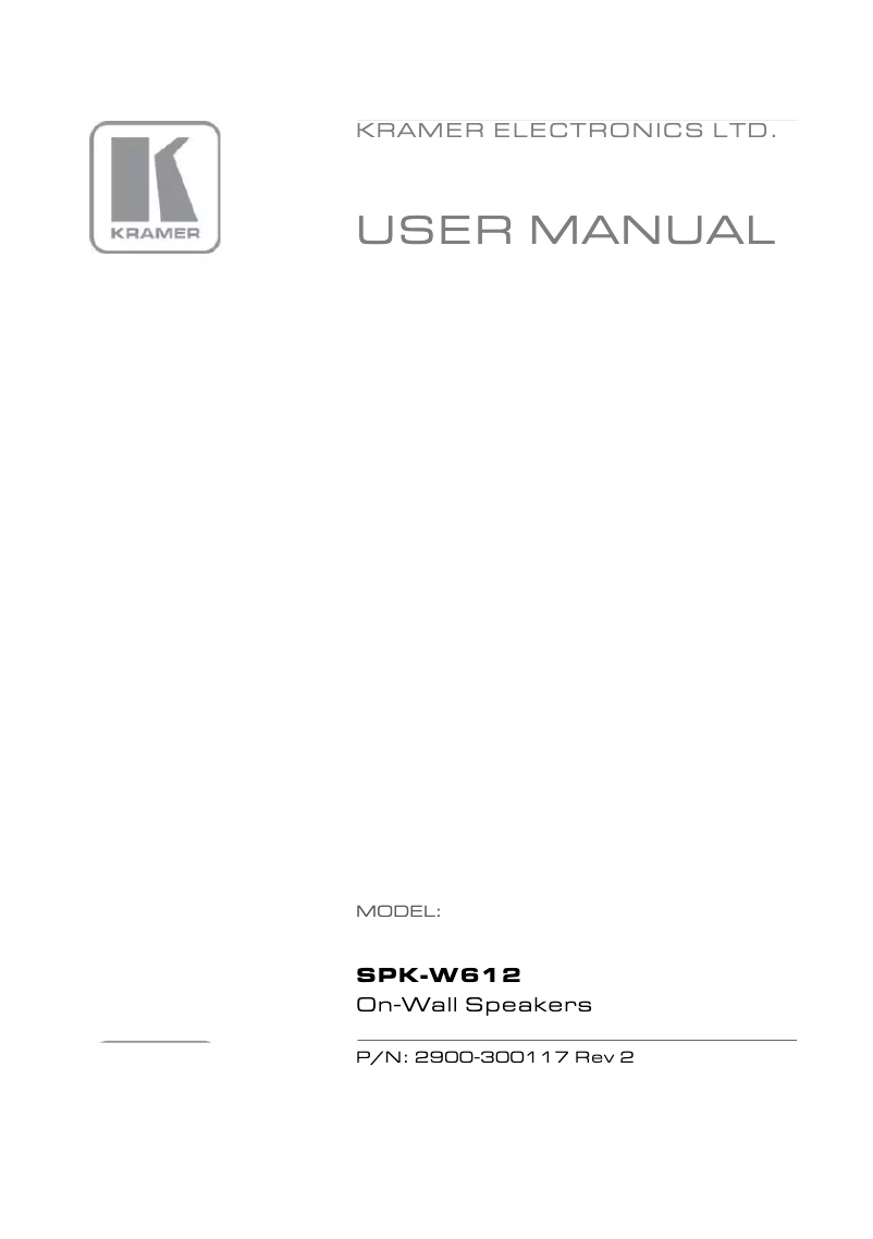 Page 1 of the manual User Manual Kramer SPK-W612