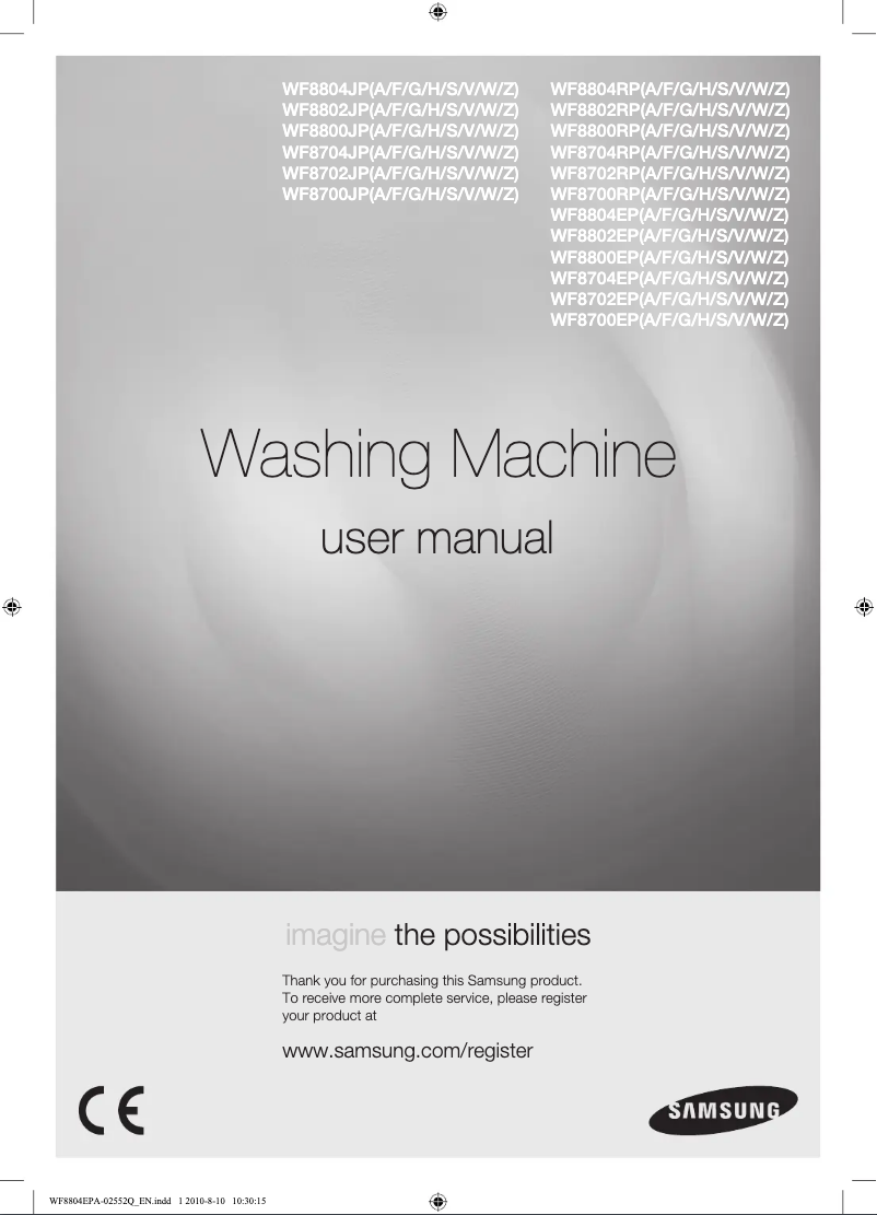Page 1 of the manual User Manual Samsung WF8804EPA