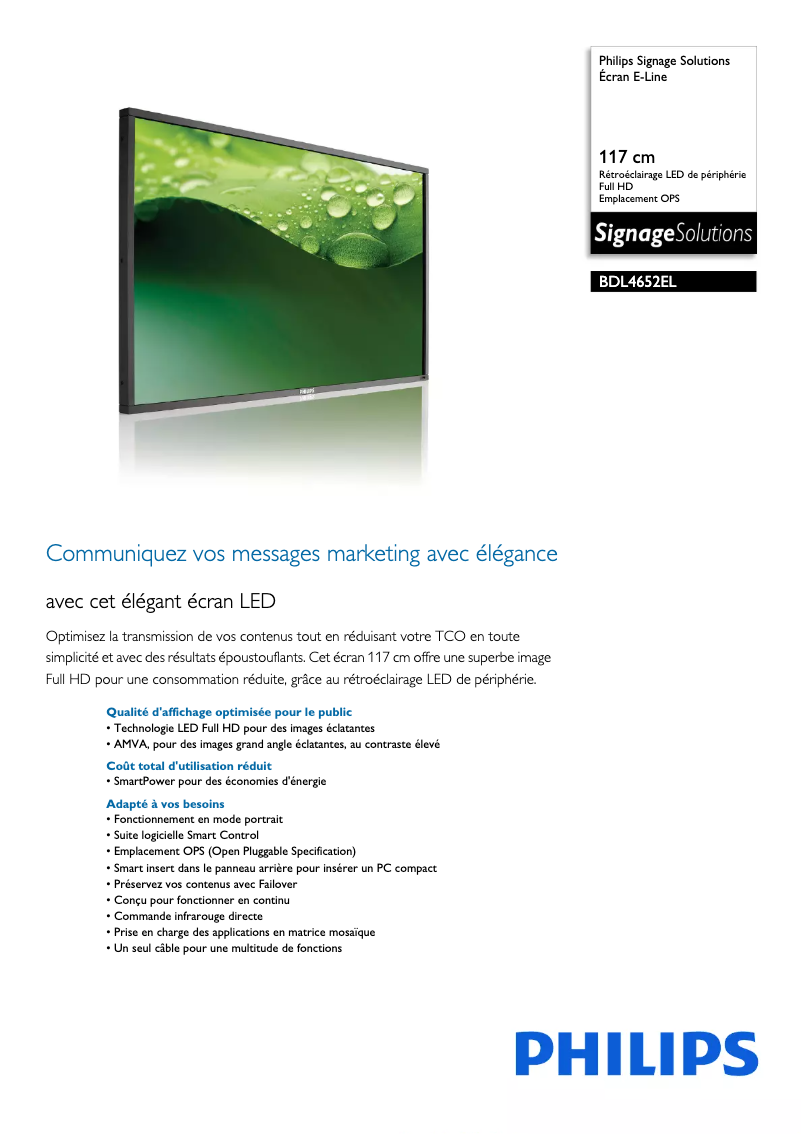 First page image of the manual for Signage Solutions BDL4652EL