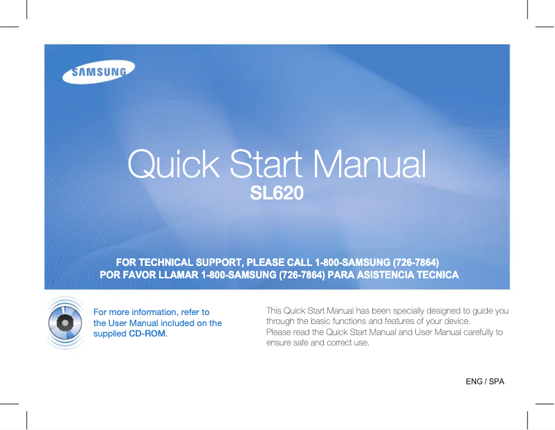 First page image of the manual for SL620