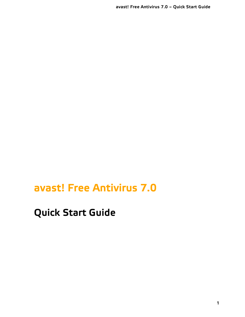 Page 1 de la notice Manuel utilisateur Avast Free Antivirus 7.0