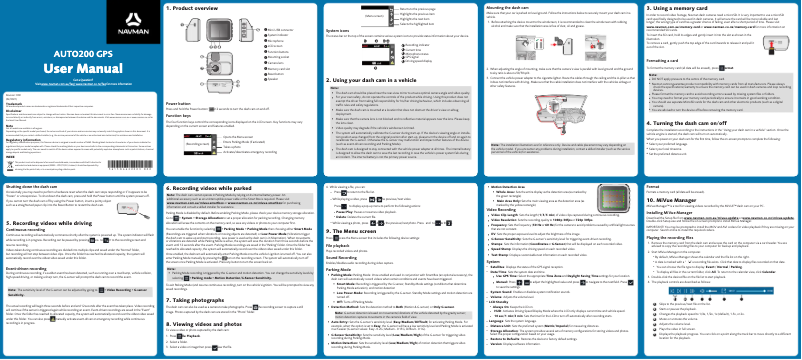 Page 1 of the manual User Manual Navman AUTO200 GPS