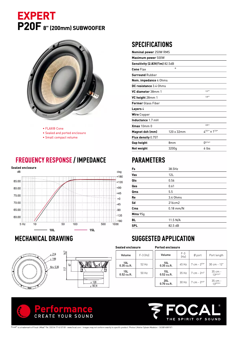 First page image of the manual for SUBP20F