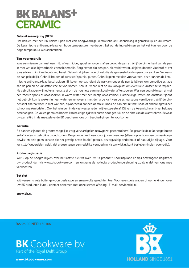 First page image of the manual for Balans+