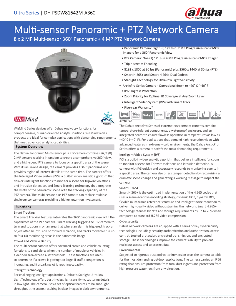 Page 1 of the manual Technical Sheet Dahua Technology DH-PSDW81642M-A360