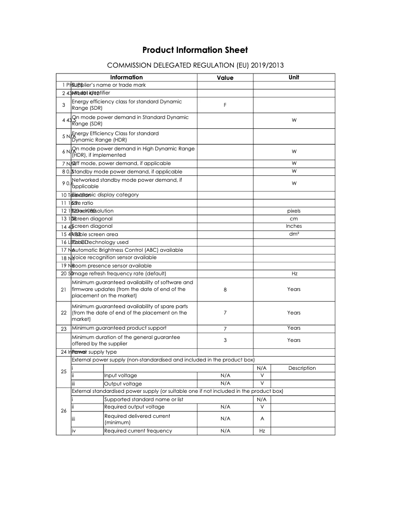 First page image of the manual for 43HFL4014