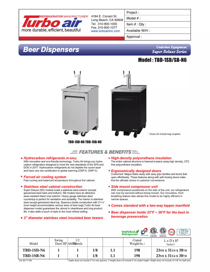 First page image of the manual for TBD-1SB