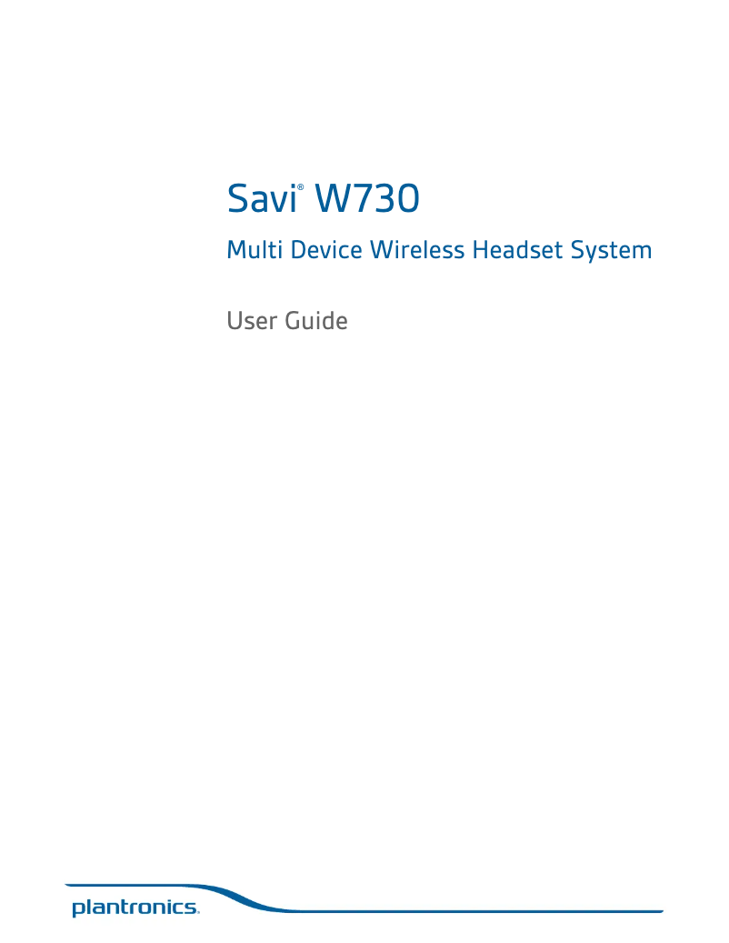 Page 1 de la notice Manuel utilisateur Plantronics Savi W730