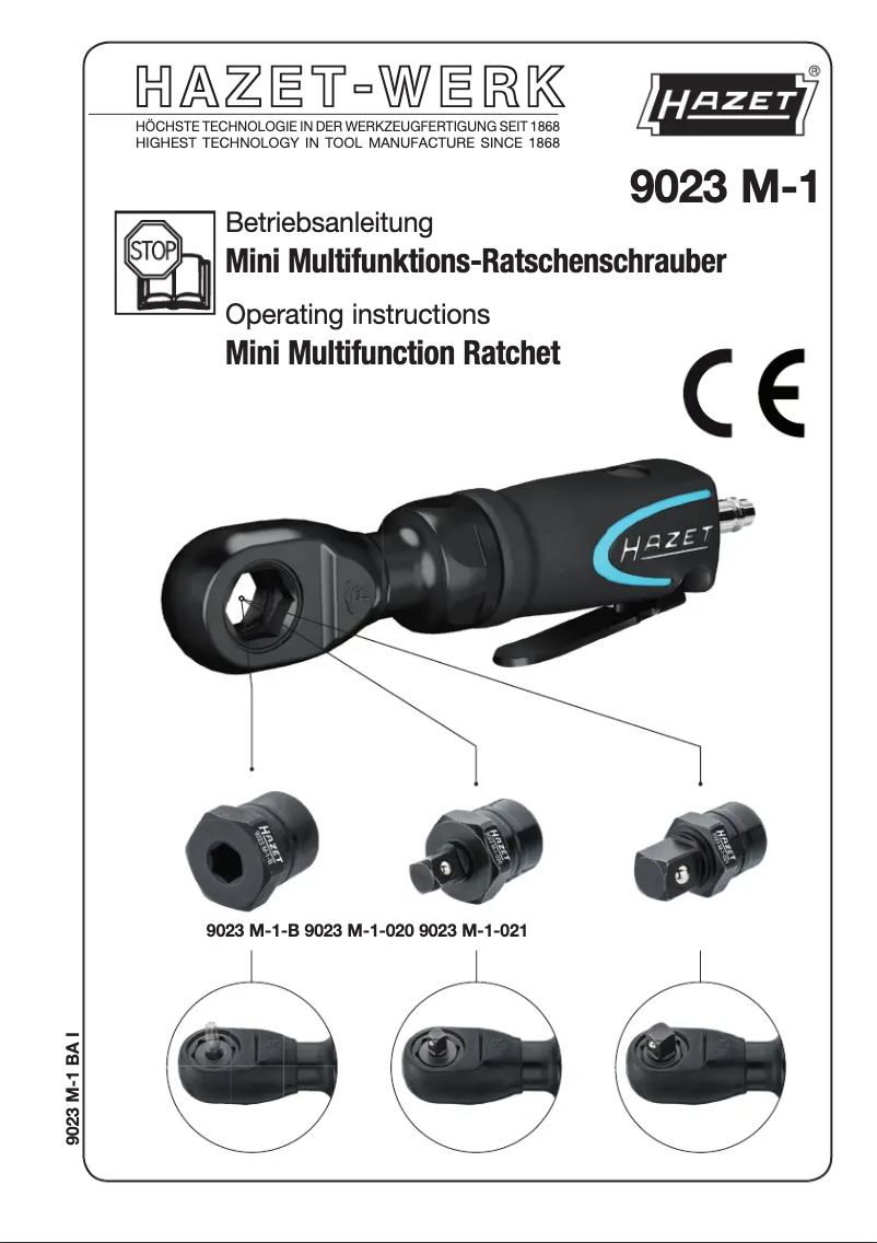 Page 1 of the manual User Manual Hazet 9023M-1