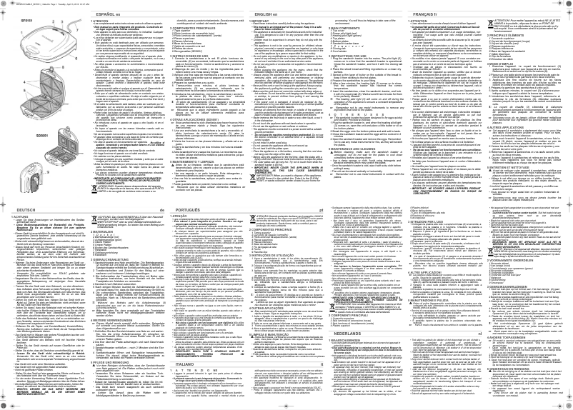 First page image of the manual for SANDWICH 2 SD5051