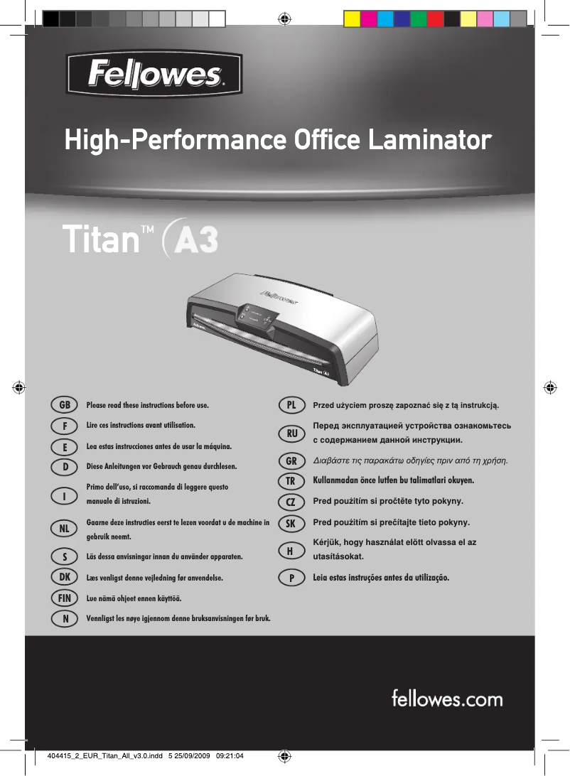Page 1 of the manual User Manual Fellowes TITAN