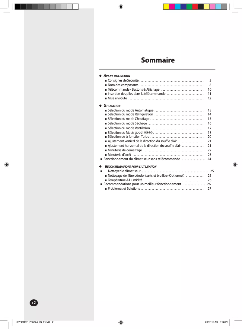 First page image of the manual for AQ12NSAX