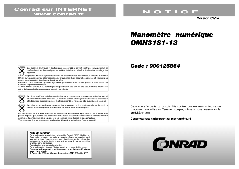 Page 1 of the manual User Manual Greisinger GMH 3181-13
