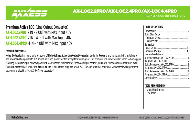 First page image of the manual for AX-LOC4.4-PRO