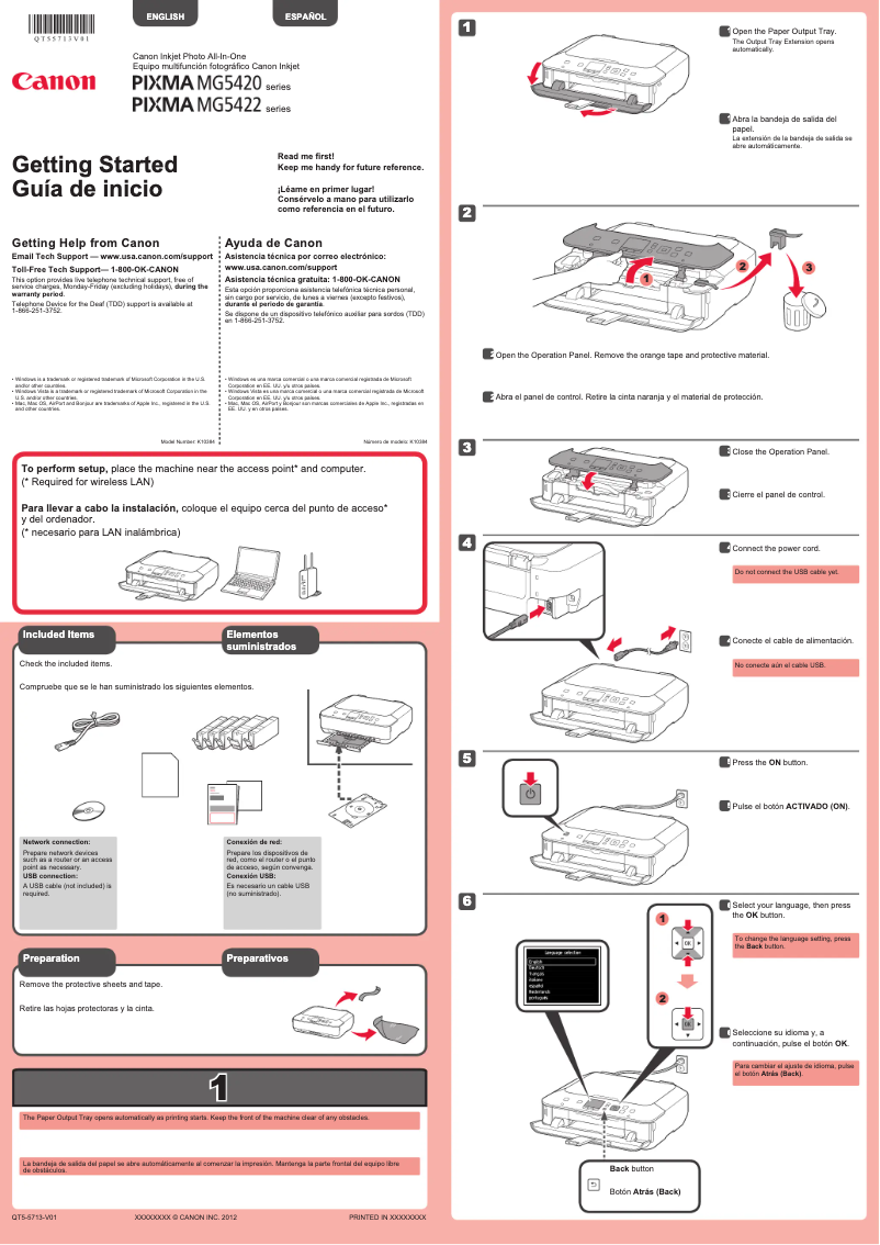Page 1 of the manual User Manual Canon Pixma MG5420