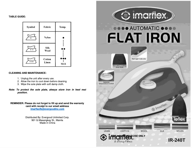 Page 1 of the manual User Manual Imarflex IR-240T