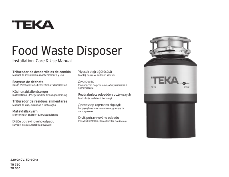 Page 1 of the manual User Manual Teka TR 550