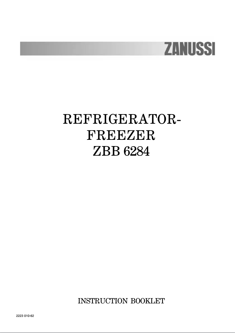 Page 1 of the manual User Manual Zanussi ZBB6284