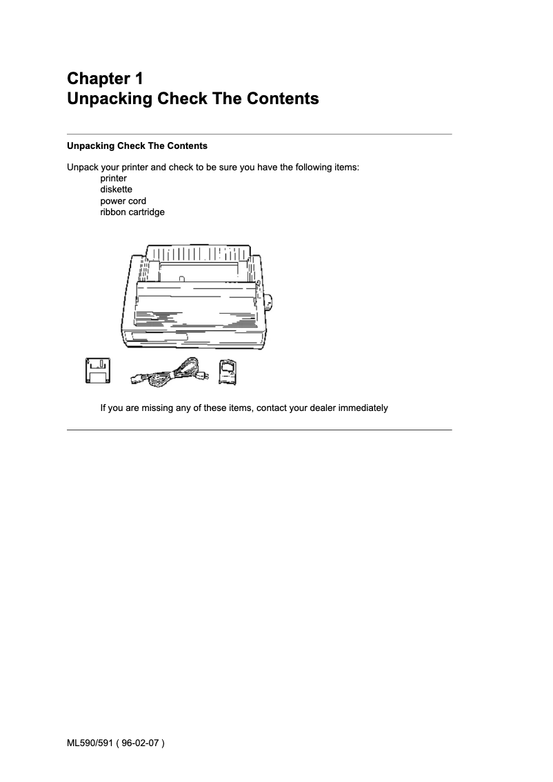 Page 1 of the manual User Manual OKI Microline 590