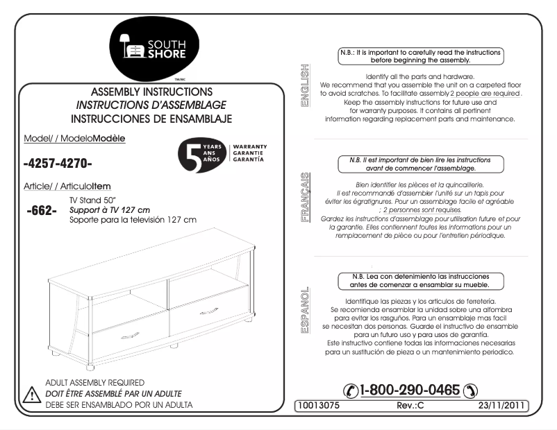 Page 1 of the manual User Manual South Shore City Life 4257-662
