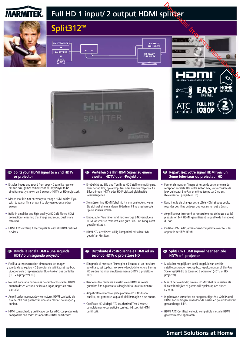 First page image of the manual for Split 312