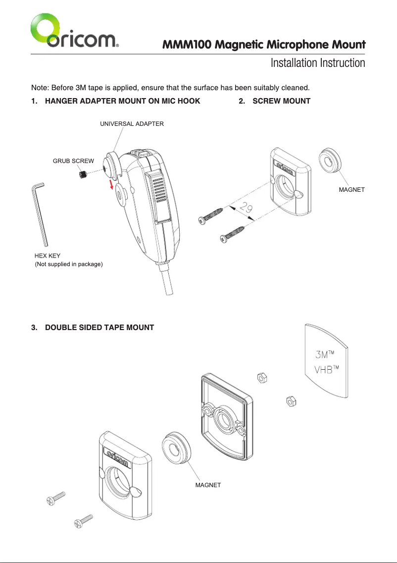 Page 1 de la notice Manuel utilisateur Oricom MMM100