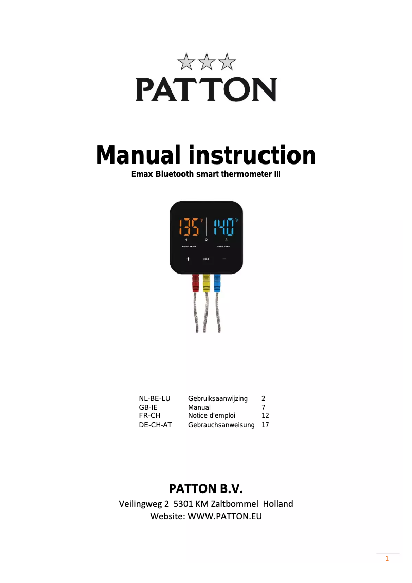 First page image of the manual for Emax Bluetooth Smart thermometer III