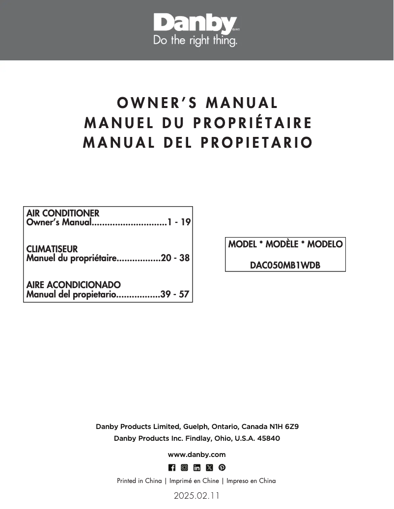 First page image of the manual for DAC050MB1WDB