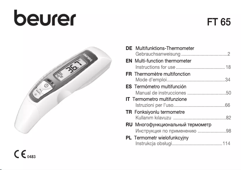 Page 1 of the manual User Manual Beurer FT 65