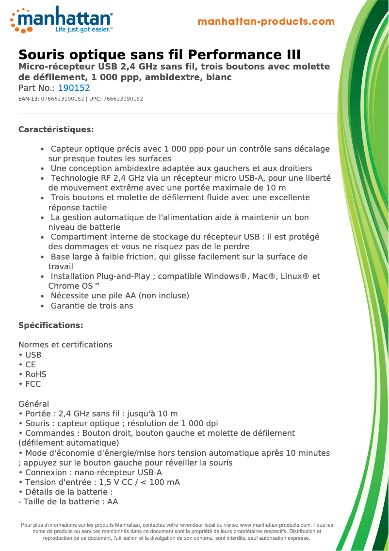 First page image of the manual for 190152