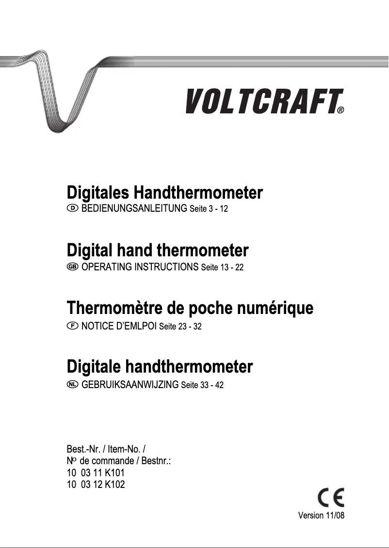 Page 1 of the manual User Manual Voltcraft K102