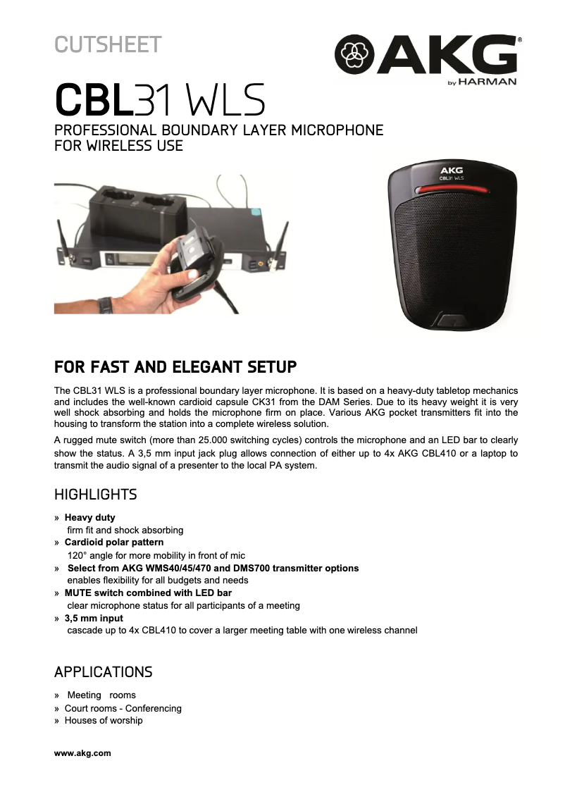 First page image of the manual for CBL31 WLS